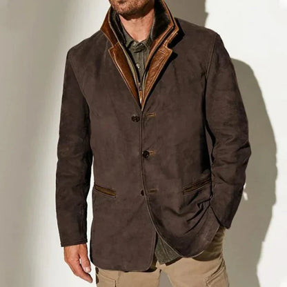 Wesley | Elegante Vintage Jacke aus Wolle und Leder