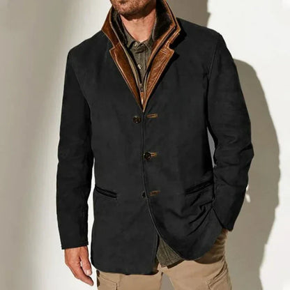 Wesley | Elegante Vintage Jacke aus Wolle und Leder