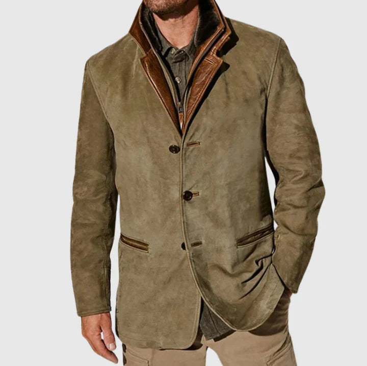 Wesley | Elegante Vintage Jacke aus Wolle und Leder