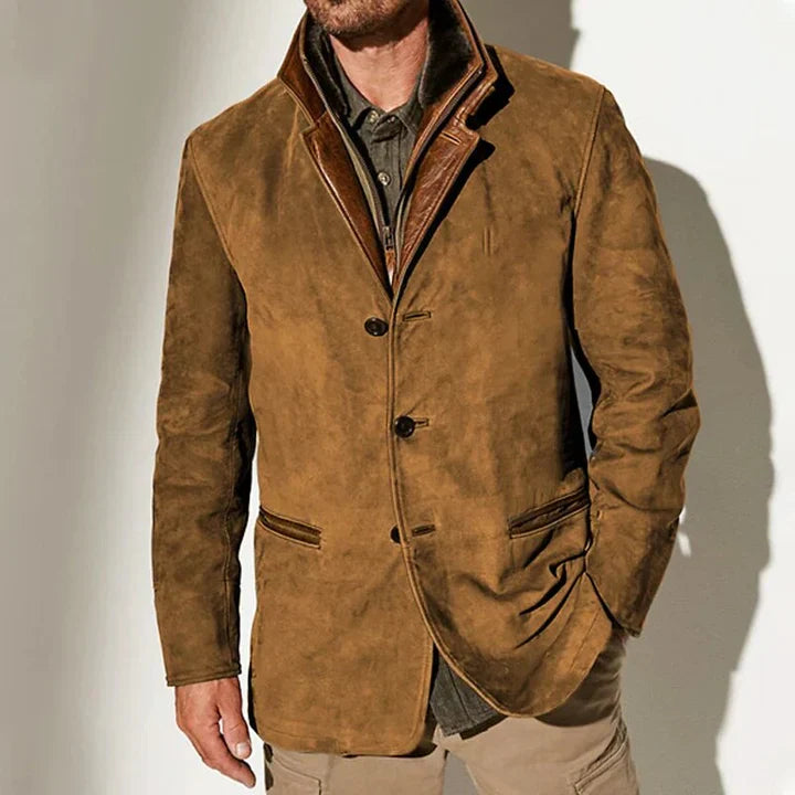 Wesley | Elegante Vintage Jacke aus Wolle und Leder