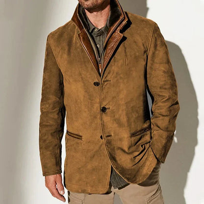 Wesley | Elegante Vintage Jacke aus Wolle und Leder